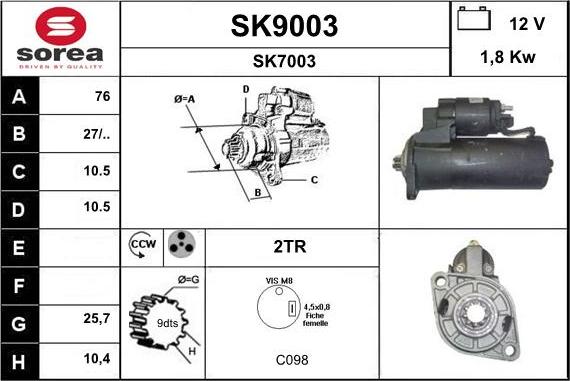 SNRA SK9003 - Starteris autospares.lv