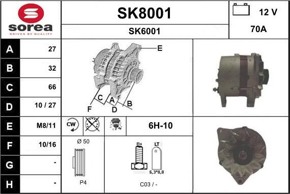 SNRA SK8001 - Генератор www.autospares.lv