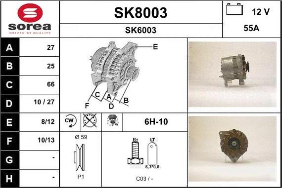 SNRA SK8003 - Alternator www.autospares.lv