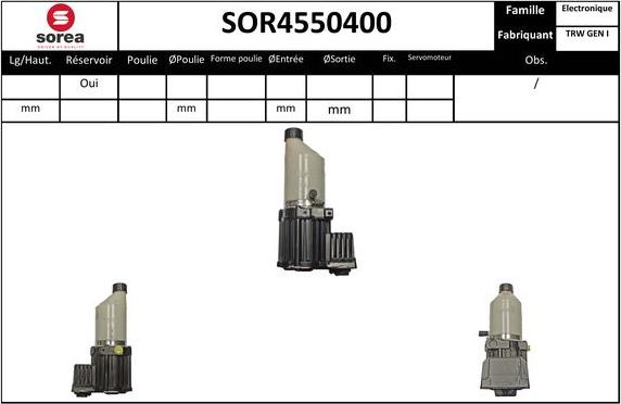 SNRA SOR4550400 - Hidrosūknis, Stūres iekārta www.autospares.lv