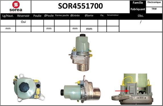 SNRA SOR4551700 - Hidrosūknis, Stūres iekārta www.autospares.lv