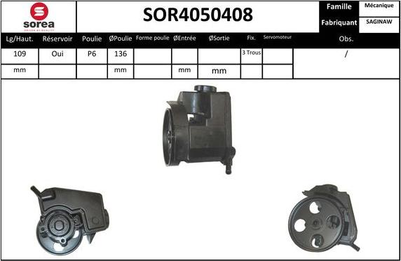 SNRA SOR4050408 - Hydraulic Pump, steering system www.autospares.lv