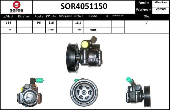 SNRA SOR4051150 - Hydraulic Pump, steering system www.autospares.lv