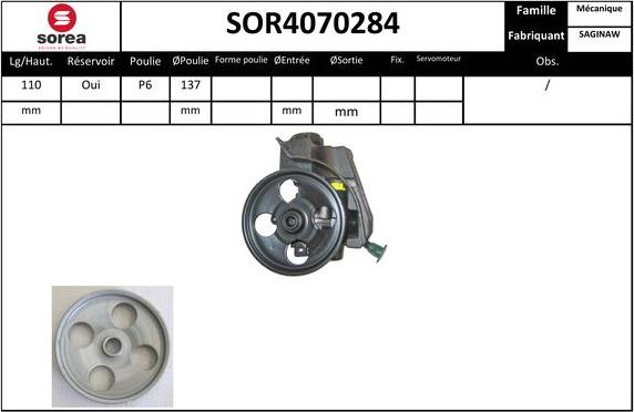 SNRA SOR4070284 - Hydraulic Pump, steering system www.autospares.lv