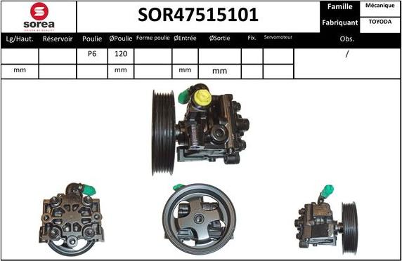 SNRA SOR47515101 - Hidrosūknis, Stūres iekārta www.autospares.lv