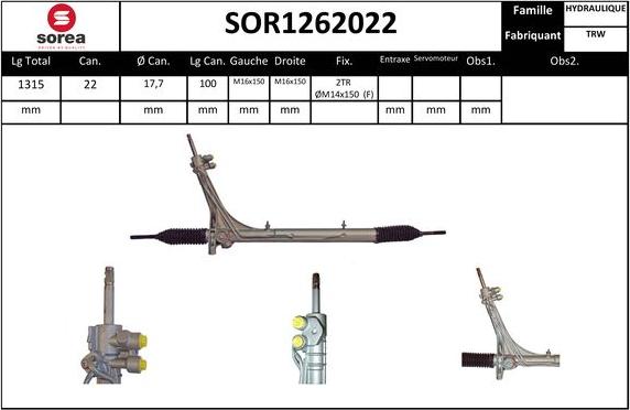 SNRA SOR1262022 - Steering Gear www.autospares.lv