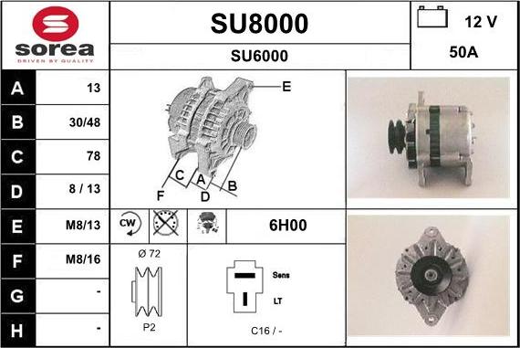 SNRA SU8000 - Ģenerators www.autospares.lv