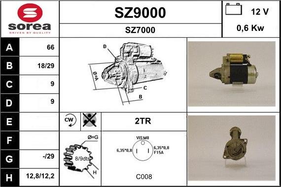 SNRA SZ9000 - Starteris www.autospares.lv