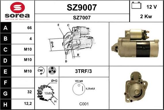 SNRA SZ9007 - Starteris autospares.lv