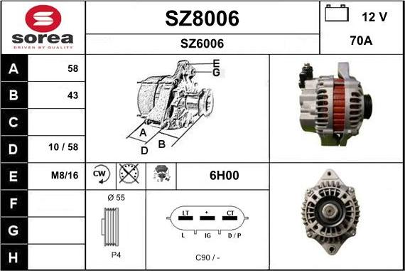 SNRA SZ8006 - Ģenerators autospares.lv