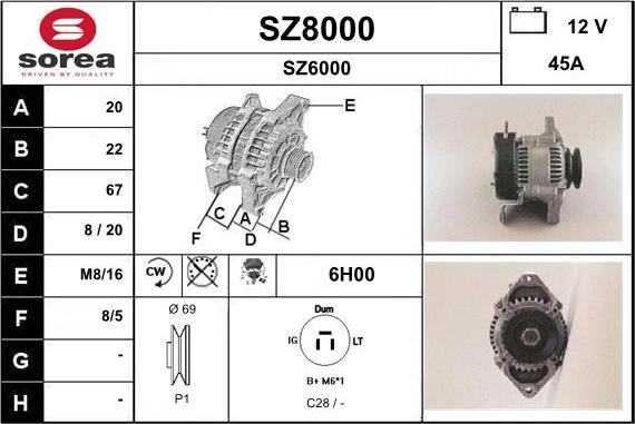 SNRA SZ8000 - Ģenerators www.autospares.lv