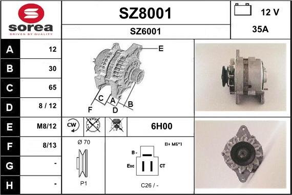 SNRA SZ8001 - Ģenerators www.autospares.lv