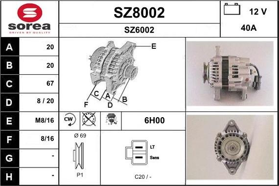 SNRA SZ8002 - Ģenerators autospares.lv