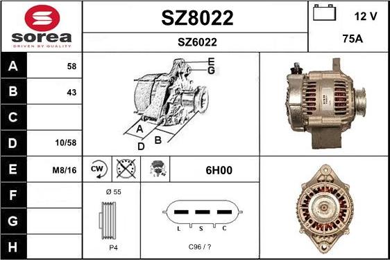 SNRA SZ8022 - Ģenerators www.autospares.lv