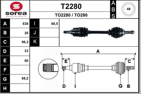 SNRA T2280 - Piedziņas vārpsta www.autospares.lv