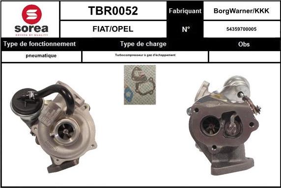 SNRA TBR0052 - Турбина, компрессор www.autospares.lv