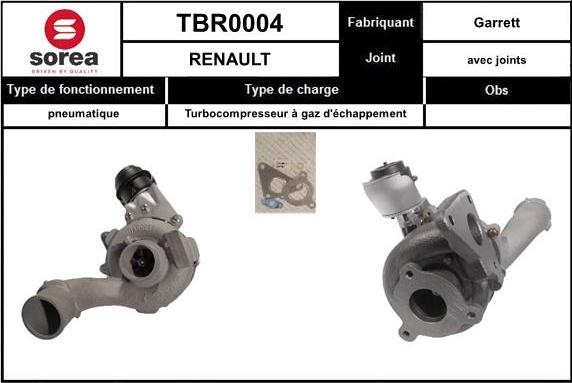 SNRA TBR0004 - Турбина, компрессор www.autospares.lv