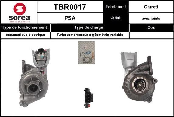 SNRA TBR0017 - Турбина, компрессор www.autospares.lv