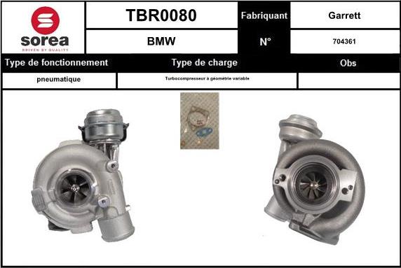 SNRA TBR0080 - Турбина, компрессор www.autospares.lv