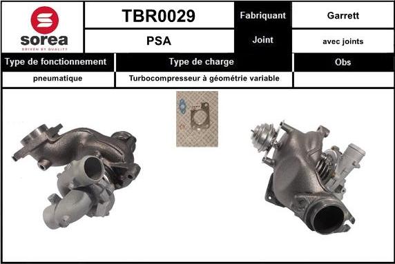 SNRA TBR0029 - Турбина, компрессор www.autospares.lv