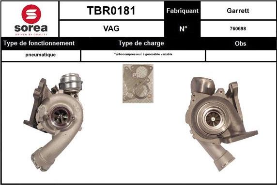 SNRA TBR0181 - Kompresors, Turbopūte autospares.lv