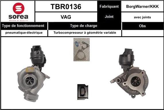 SNRA TBR0136 - Турбина, компрессор www.autospares.lv