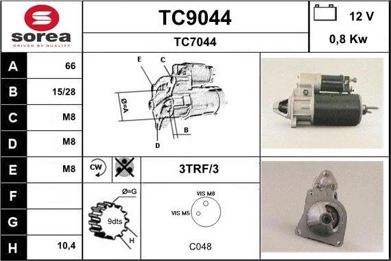 SNRA TC9044 - Starter www.autospares.lv