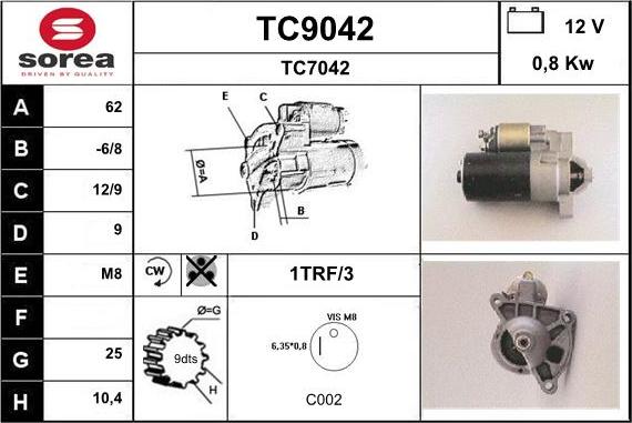 SNRA TC9042 - Стартер www.autospares.lv