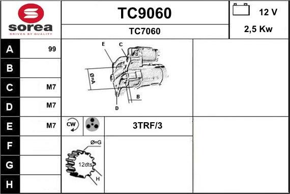 SNRA TC9060 - Starteris autospares.lv