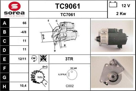 SNRA TC9061 - Starteris www.autospares.lv