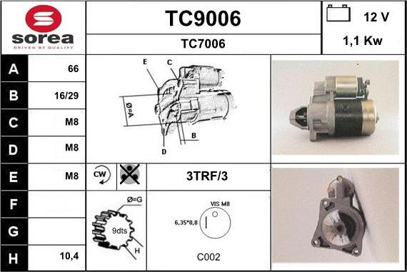 SNRA TC9006 - Starter www.autospares.lv