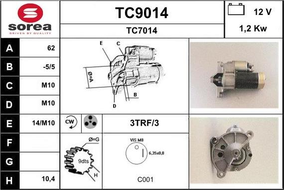 SNRA TC9014 - Starteris autospares.lv