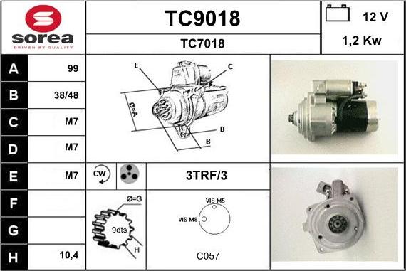 SNRA TC9018 - Starteris autospares.lv