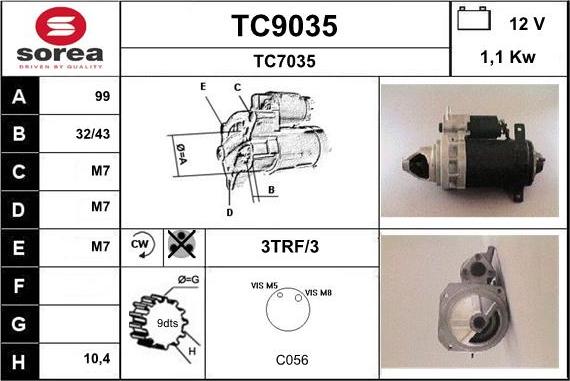 SNRA TC9035 - Starteris autospares.lv