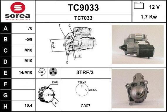 SNRA TC9033 - Starteris autospares.lv