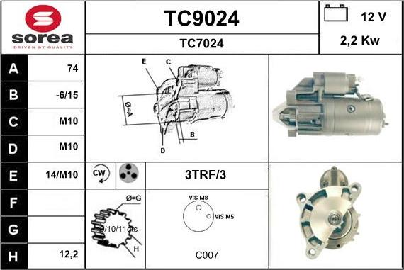 SNRA TC9024 - Starter www.autospares.lv