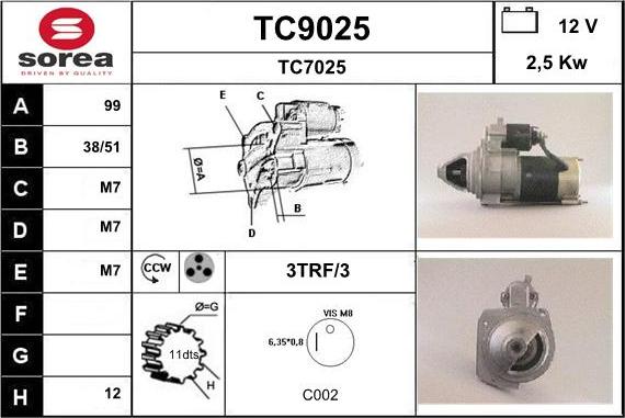 SNRA TC9025 - Стартер www.autospares.lv