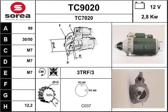 SNRA TC9020 - Starter www.autospares.lv