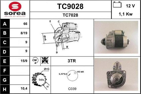 SNRA TC9028 - Starter www.autospares.lv