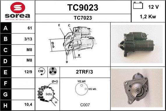 SNRA TC9023 - Starteris autospares.lv