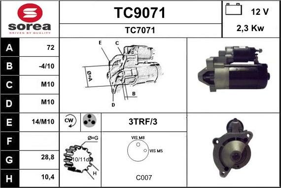 SNRA TC9071 - Starteris autospares.lv