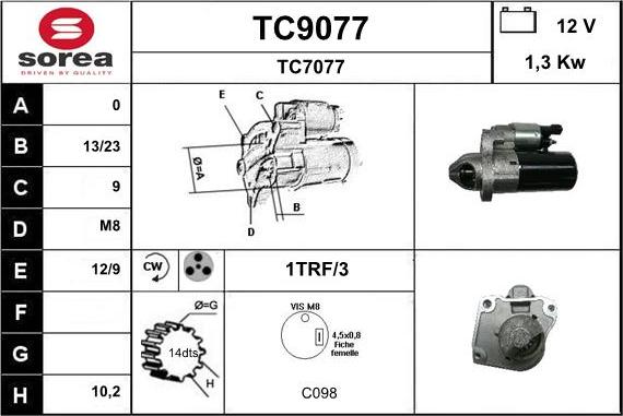 SNRA TC9077 - Стартер www.autospares.lv