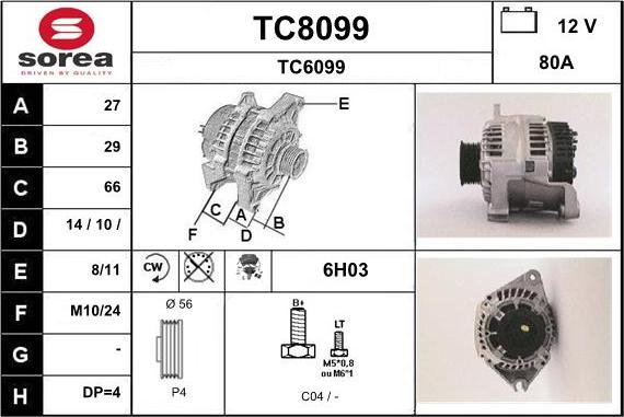 SNRA TC8099 - Ģenerators www.autospares.lv