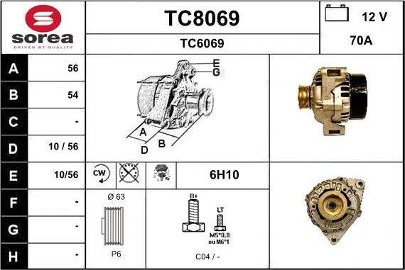 SNRA TC8069 - Alternator www.autospares.lv