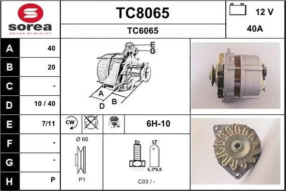 SNRA TC8065 - Alternator www.autospares.lv