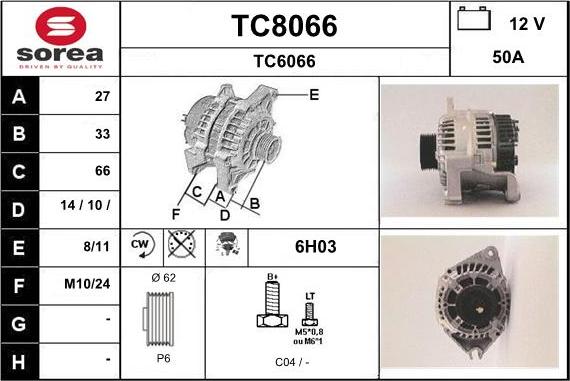 SNRA TC8066 - Генератор www.autospares.lv