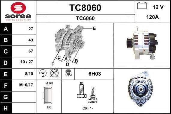 SNRA TC8060 - Ģenerators autospares.lv