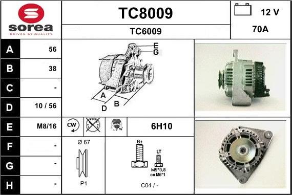 SNRA TC8009 - Генератор www.autospares.lv