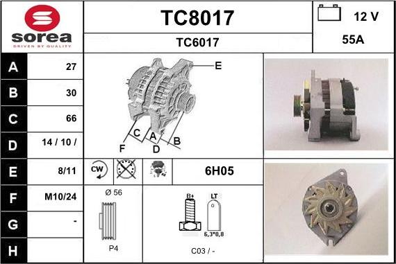 SNRA TC8017 - Ģenerators www.autospares.lv