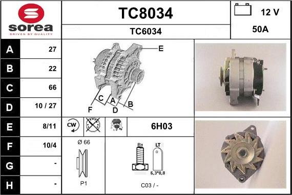 SNRA TC8034 - Ģenerators www.autospares.lv